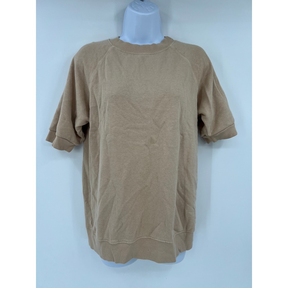 Jungmaven Women Tan Hemp Organic Cotton Short Sleeve Sweatshirt Size M USA Made